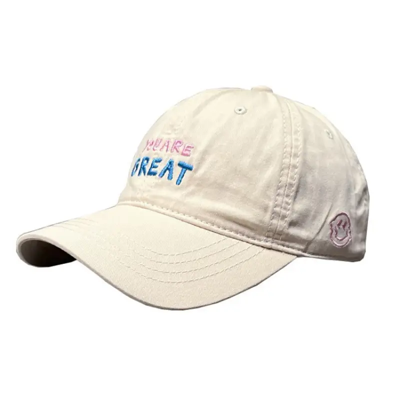 Women's Korean Style Smiley Face Sun Hat White
