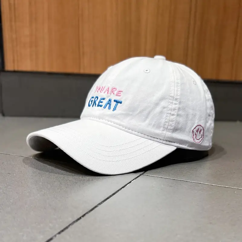 Women's Korean Style Smiley Face Sun Hat White — feature 19