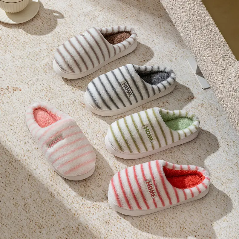 Women's Cotton Slippers for Autumn and Winter, Indoor Wear-Resistant Thick-Soled Warm Plush Slippers for Home Use, Couple's Home Maternity Slippers, Men's Furry Slippers - Image 8