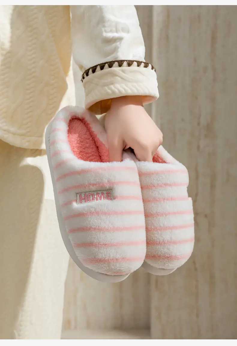 Women's Cotton Slippers for Autumn and Winter, Indoor Wear-Resistant Thick-Soled Warm Plush Slippers for Home Use, Couple's Home Maternity Slippers, Men's Furry Slippers — feature 13
