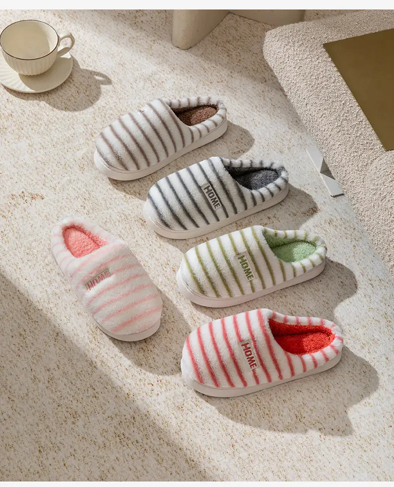 Women's Cotton Slippers for Autumn and Winter, Indoor Wear-Resistant Thick-Soled Warm Plush Slippers for Home Use, Couple's Home Maternity Slippers, Men's Furry Slippers — feature 16