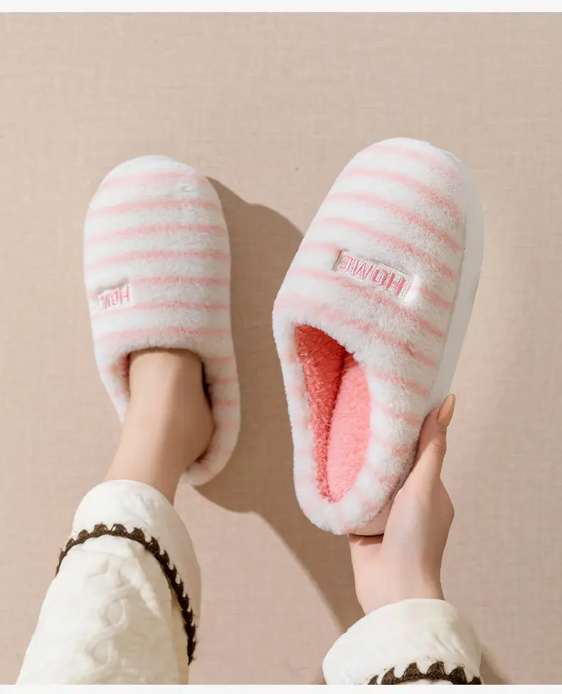 Women's Cotton Slippers for Autumn and Winter, Indoor Wear-Resistant Thick-Soled Warm Plush Slippers for Home Use, Couple's Home Maternity Slippers, Men's Furry Slippers — feature 17