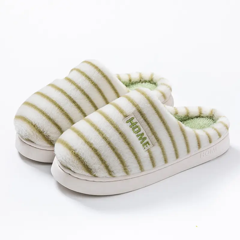Women's Cotton Slippers for Autumn and Winter, Indoor Wear-Resistant Thick-Soled Warm Plush Slippers for Home Use, Couple's Home Maternity Slippers, Men's Furry Slippers - Image 3