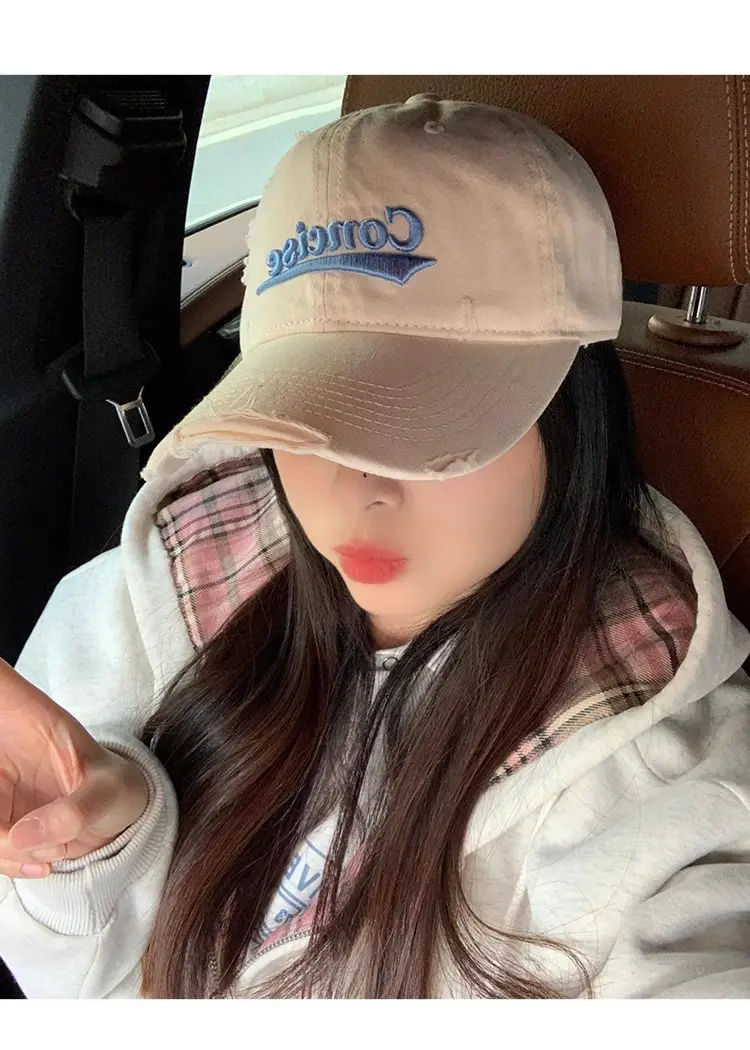 Women White Distressed Cap with "Sunrise" Embroidery — feature 10