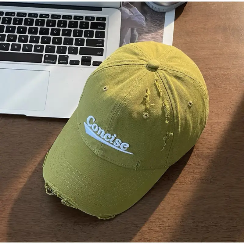 Women White Distressed Cap with "Sunrise" Embroidery