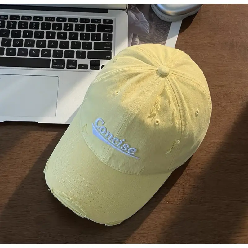Women White Distressed Cap with "Sunrise" Embroidery