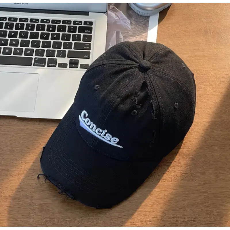 Women White Distressed Cap with "Sunrise" Embroidery