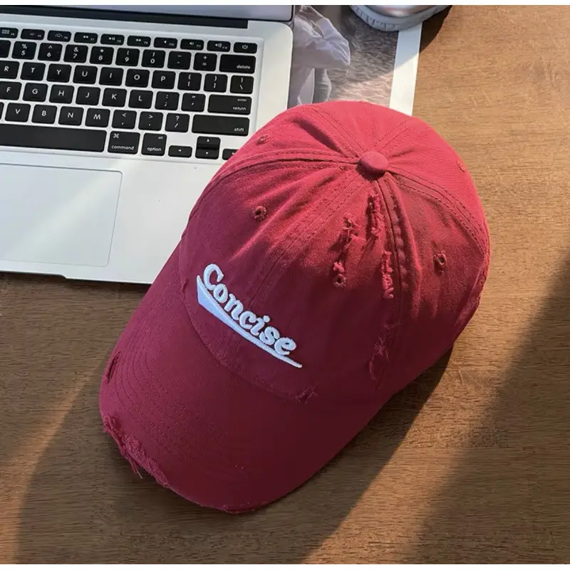 Women White Distressed Cap with "Sunrise" Embroidery