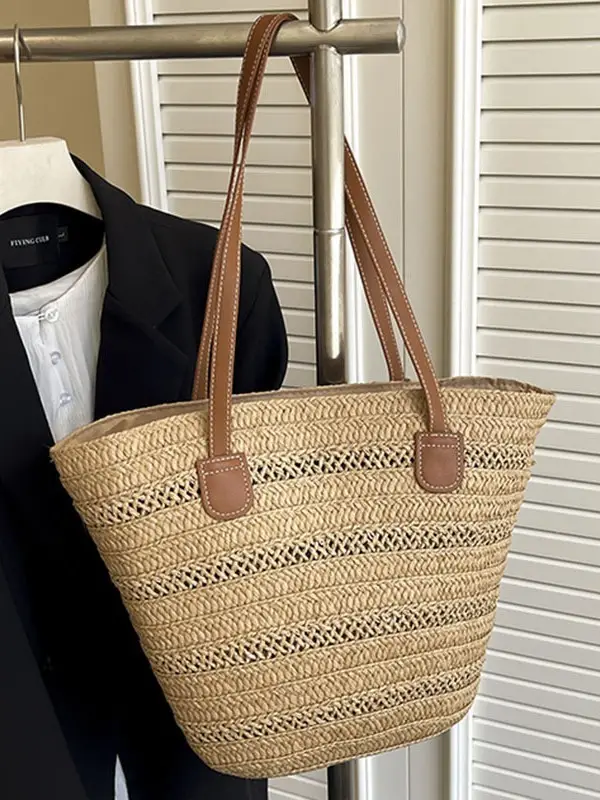 Women's Straw Shoulder Bag Large Capacity Beach Bag - Image 3