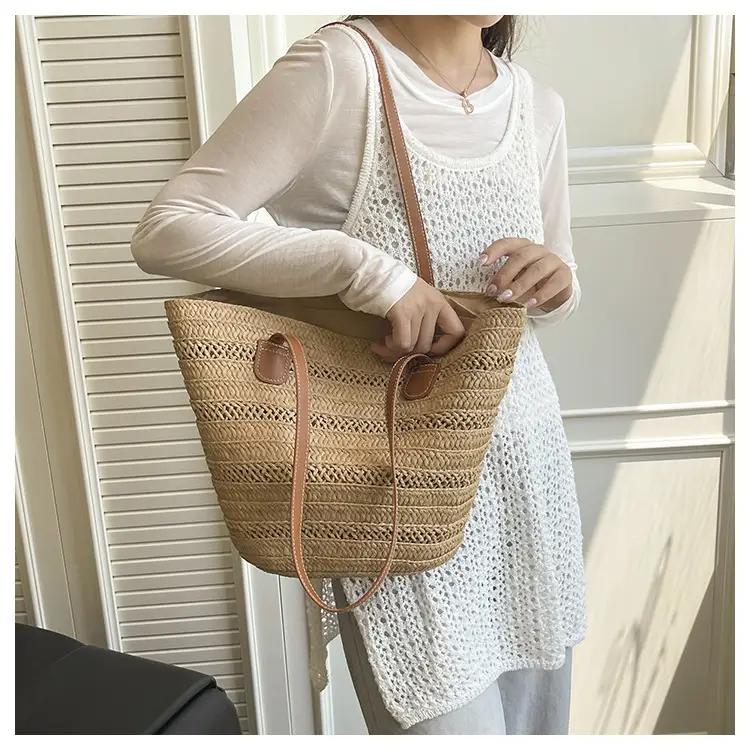 Women's Straw Shoulder Bag Large Capacity Beach Bag — feature 20