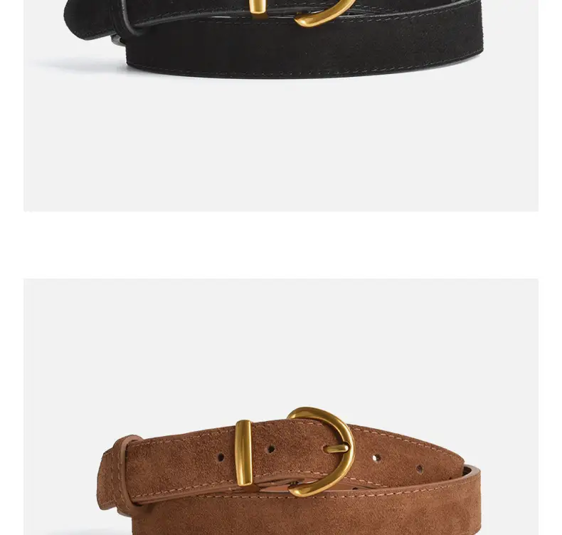 Camel Leather Belt with Gold Buckle — feature 10