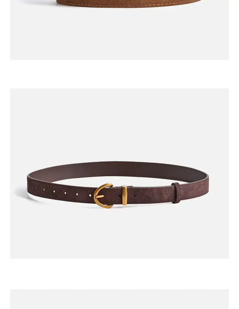 Camel Leather Belt with Gold Buckle — feature 11
