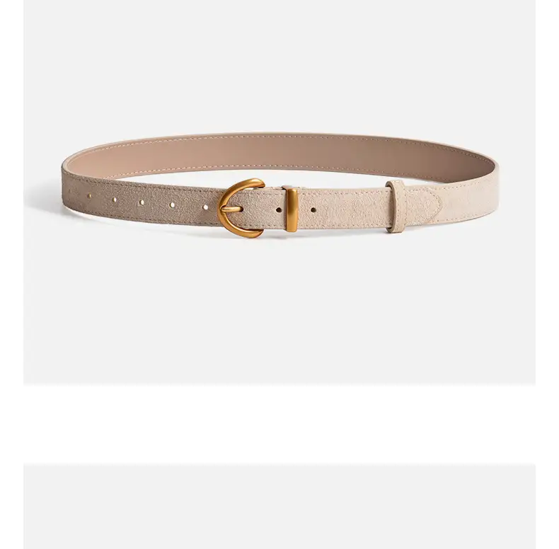 Camel Leather Belt with Gold Buckle — feature 12