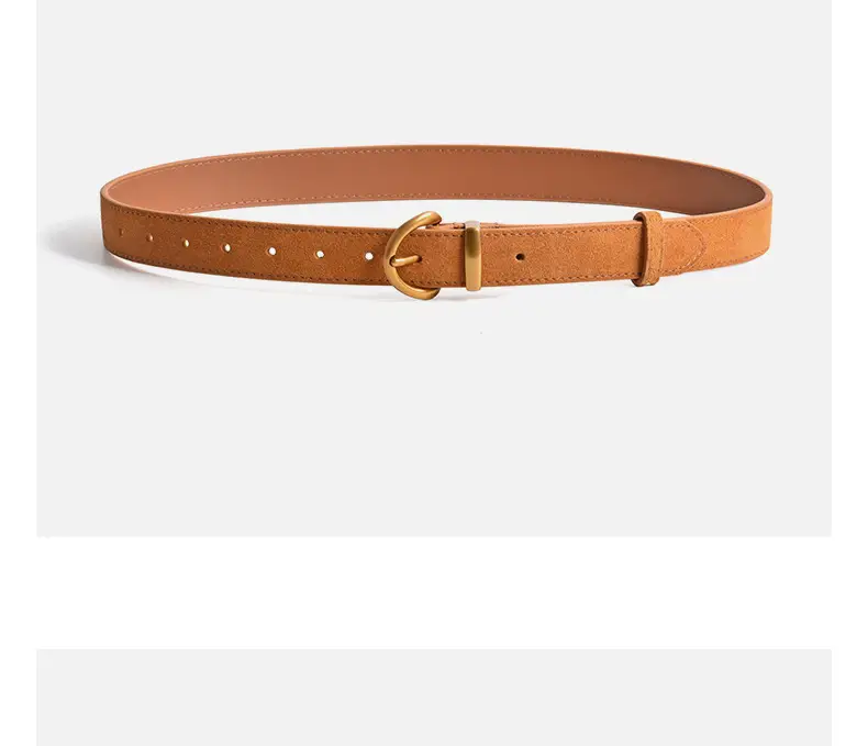 Camel Leather Belt with Gold Buckle — feature 13
