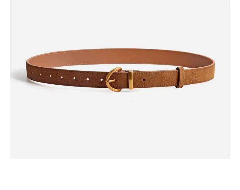 Camel Leather Belt with Gold Buckle — feature 14