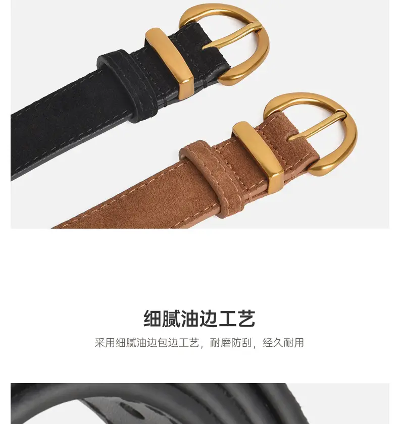 Camel Leather Belt with Gold Buckle — feature 6