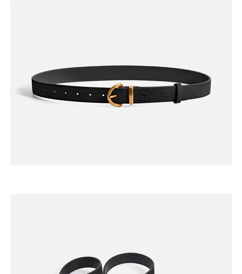 Camel Leather Belt with Gold Buckle — feature 8