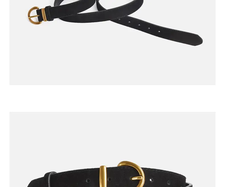 Camel Leather Belt with Gold Buckle — feature 9