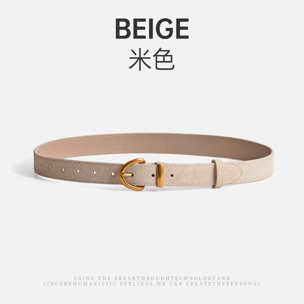 Camel Leather Belt with Gold Buckle - Image 3