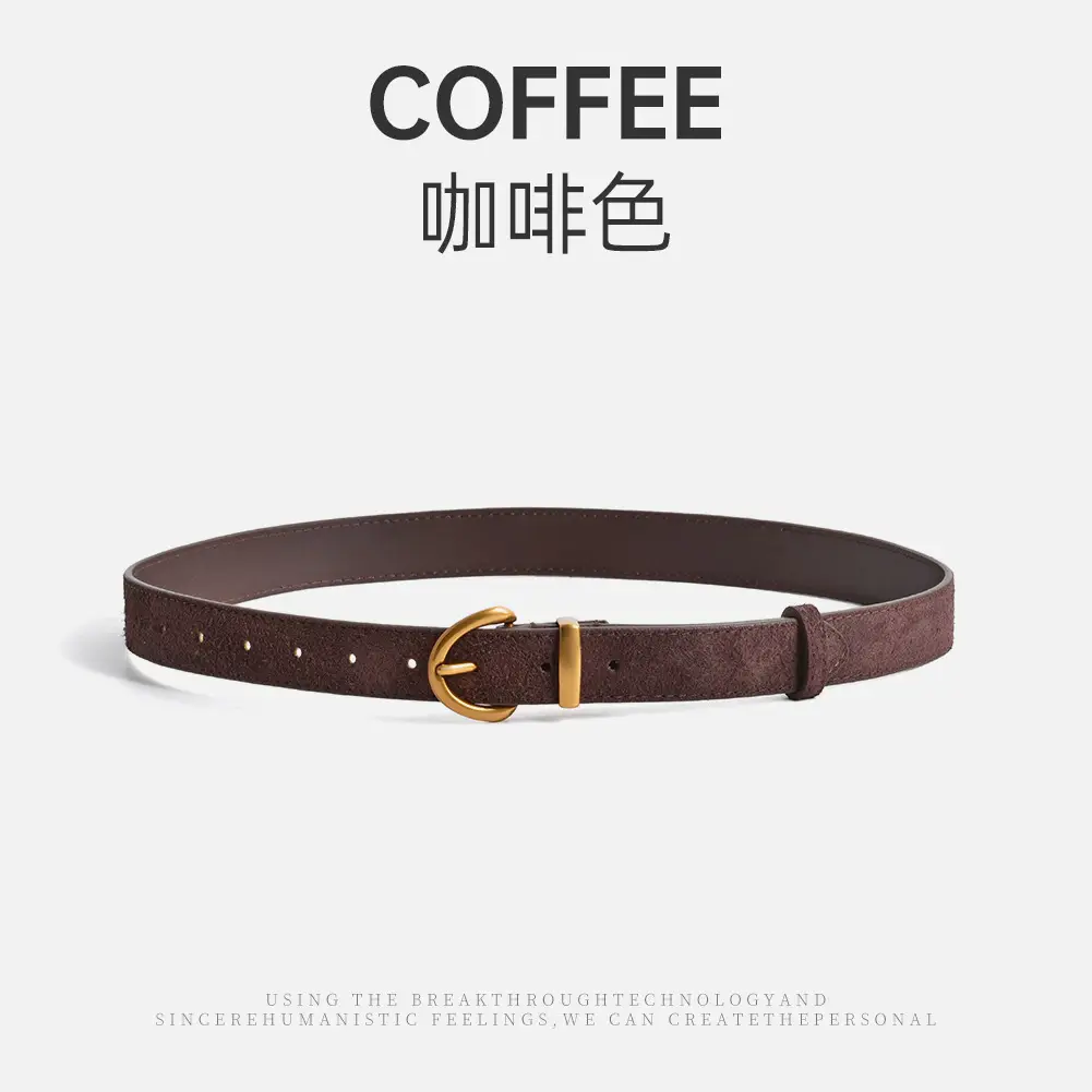 Camel Leather Belt with Gold Buckle - Image 5