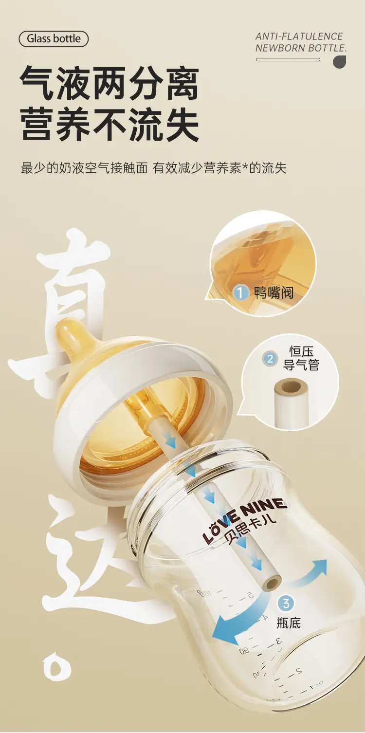 High Borosilicate Glass High Temperature Resistant Milk Bottle for Newborns 0-6 Months Anti-Flatulence Imitation Breast Milk Pacifier Baby Anti-Fall Factory — feature 10