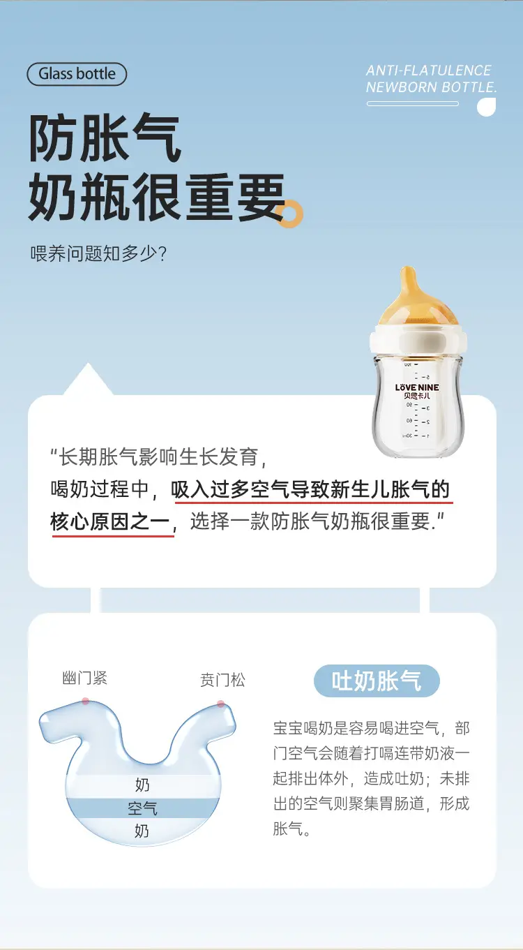 High Borosilicate Glass High Temperature Resistant Milk Bottle for Newborns 0-6 Months Anti-Flatulence Imitation Breast Milk Pacifier Baby Anti-Fall Factory — feature 7