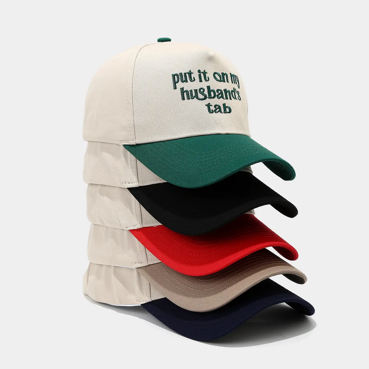Men Women Embroidered Red Black Cap with "Put It On My Husband's Tab" - Image 6