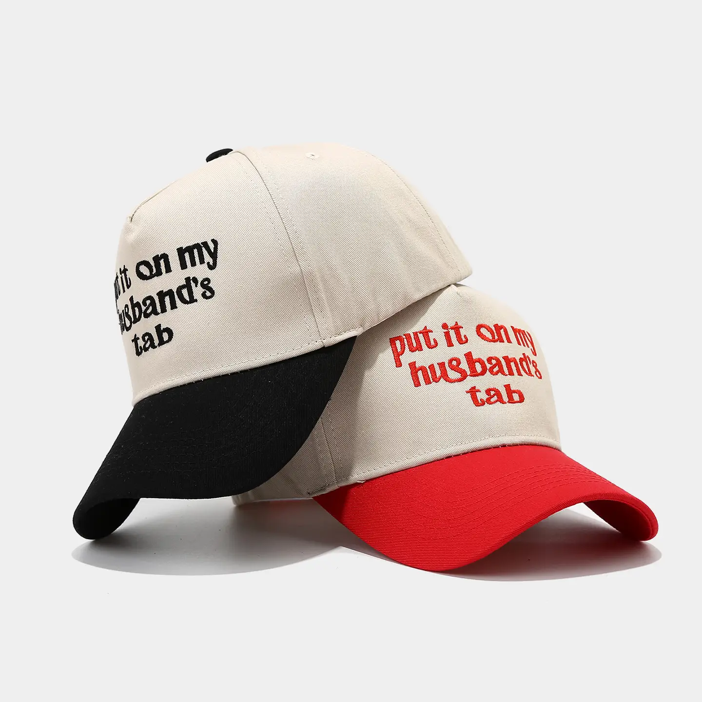 Men Women Embroidered Red Black Cap with "Put It On My Husband's Tab" - Image 7