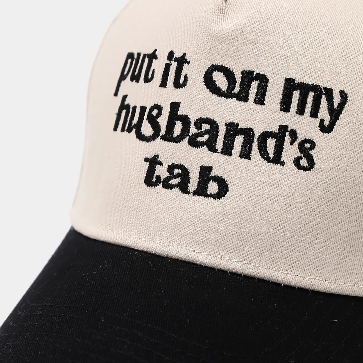 Men Women Embroidered Red Black Cap with "Put It On My Husband's Tab" — feature 10