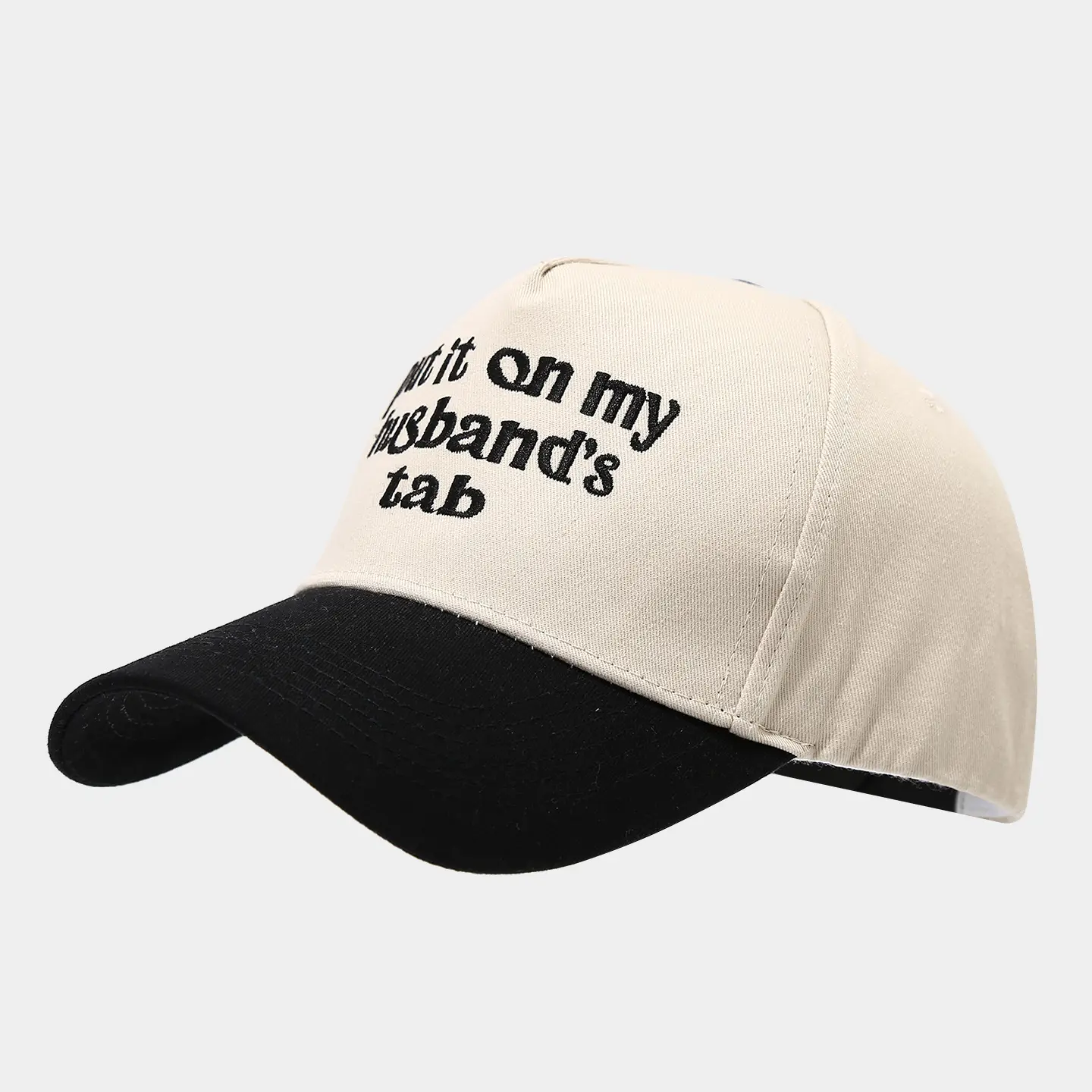 Men Women Embroidered Red Black Cap with "Put It On My Husband's Tab" — feature 9