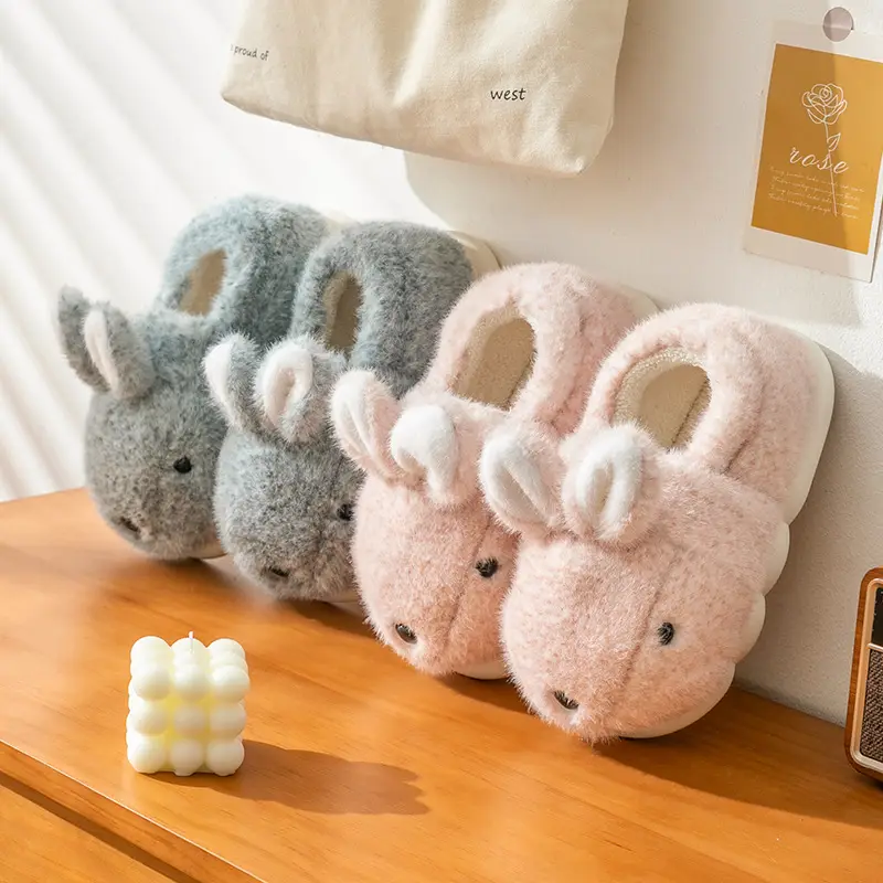 Women's Pink Rabbit Maternity Slippers Cotton Warm Indoor - Image 12