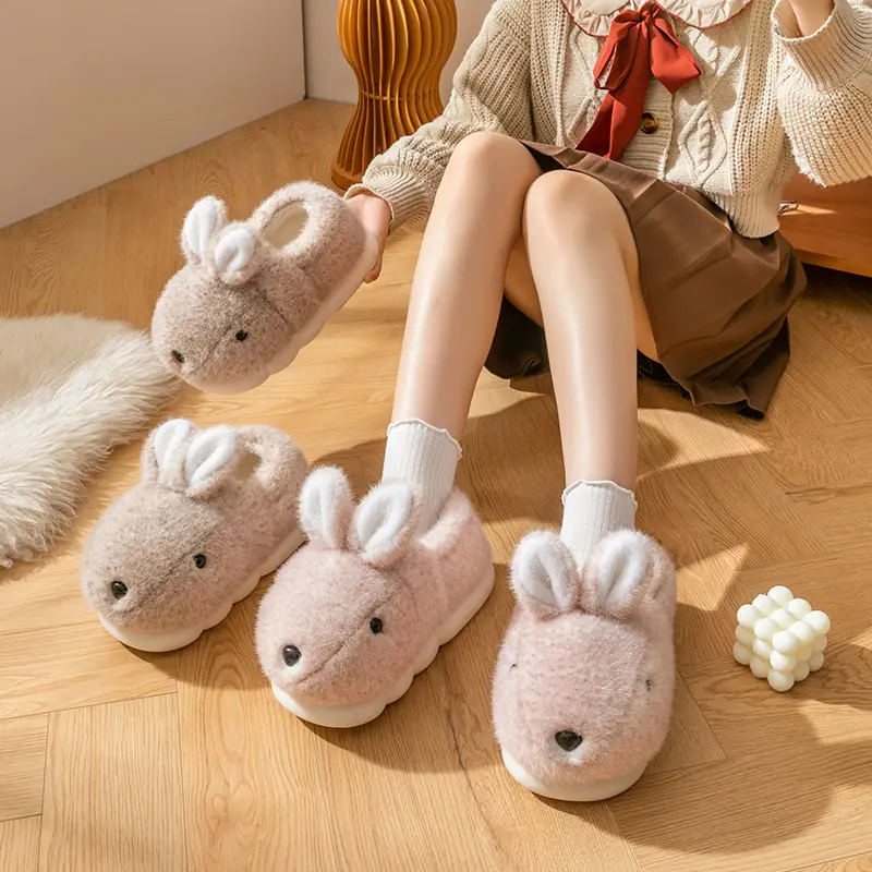 Women's Pink Rabbit Maternity Slippers Cotton Warm Indoor - Image 13