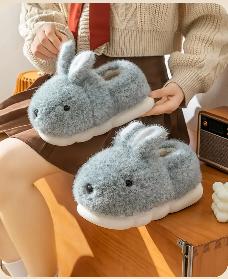 Women's Pink Rabbit Maternity Slippers Cotton Warm Indoor — feature 14