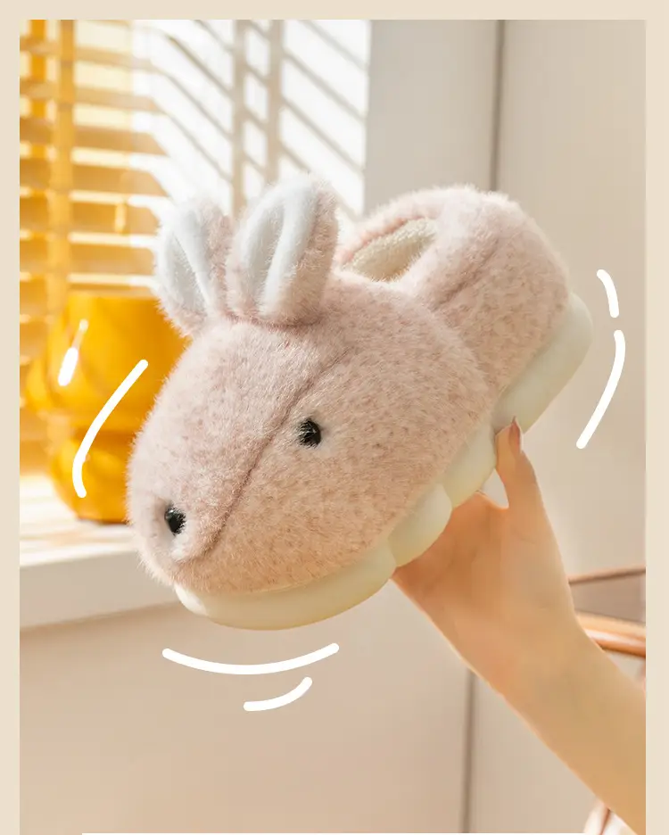 Women's Pink Rabbit Maternity Slippers Cotton Warm Indoor — feature 16