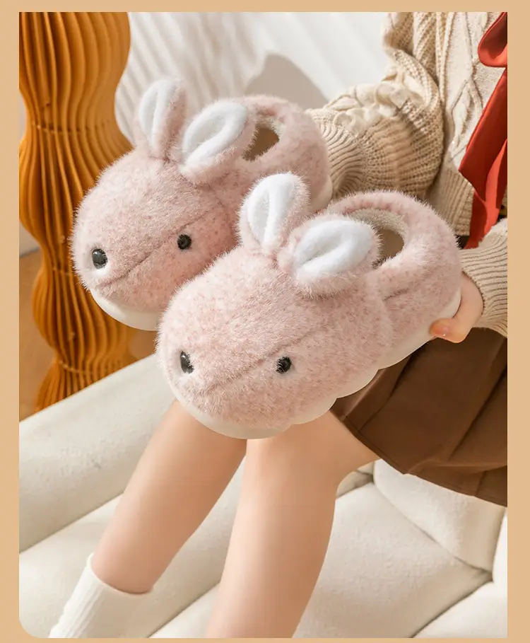 Women's Pink Rabbit Maternity Slippers Cotton Warm Indoor — feature 5