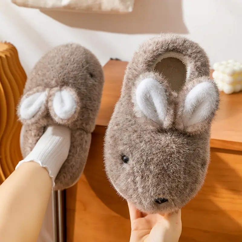 Women's Pink Rabbit Maternity Slippers Cotton Warm Indoor - Image 2