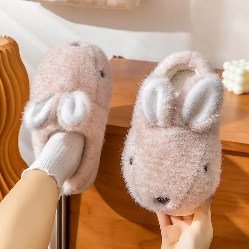 Women's Pink Rabbit Maternity Slippers Cotton Warm Indoor - Image 5