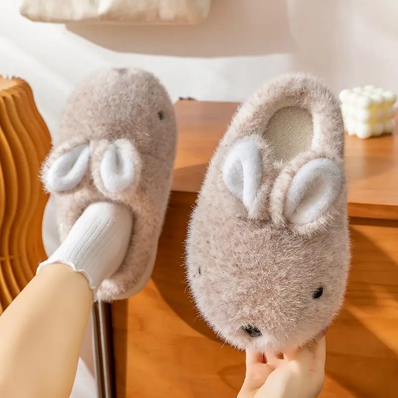 Women's Pink Rabbit Maternity Slippers Cotton Warm Indoor - Image 8