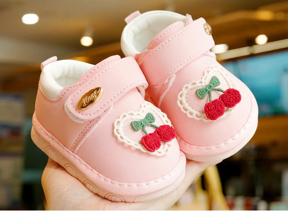 Baby Shoes White Peach Embroidered 1-2Yrs Soft Sole — feature 7