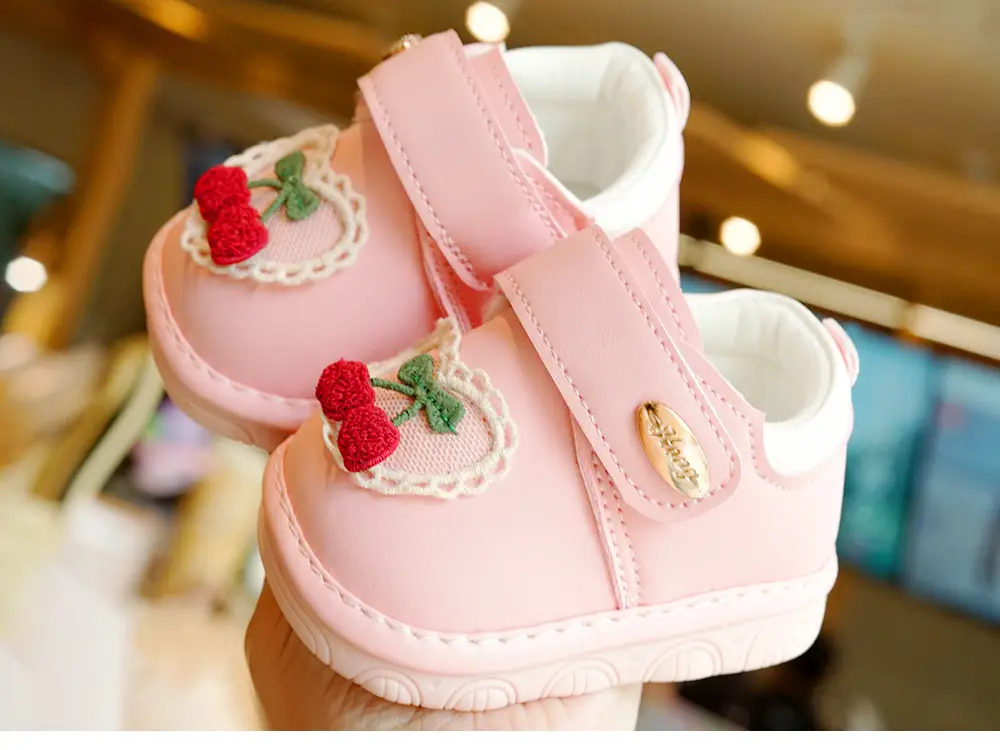 Baby Shoes White Peach Embroidered 1-2Yrs Soft Sole — feature 8
