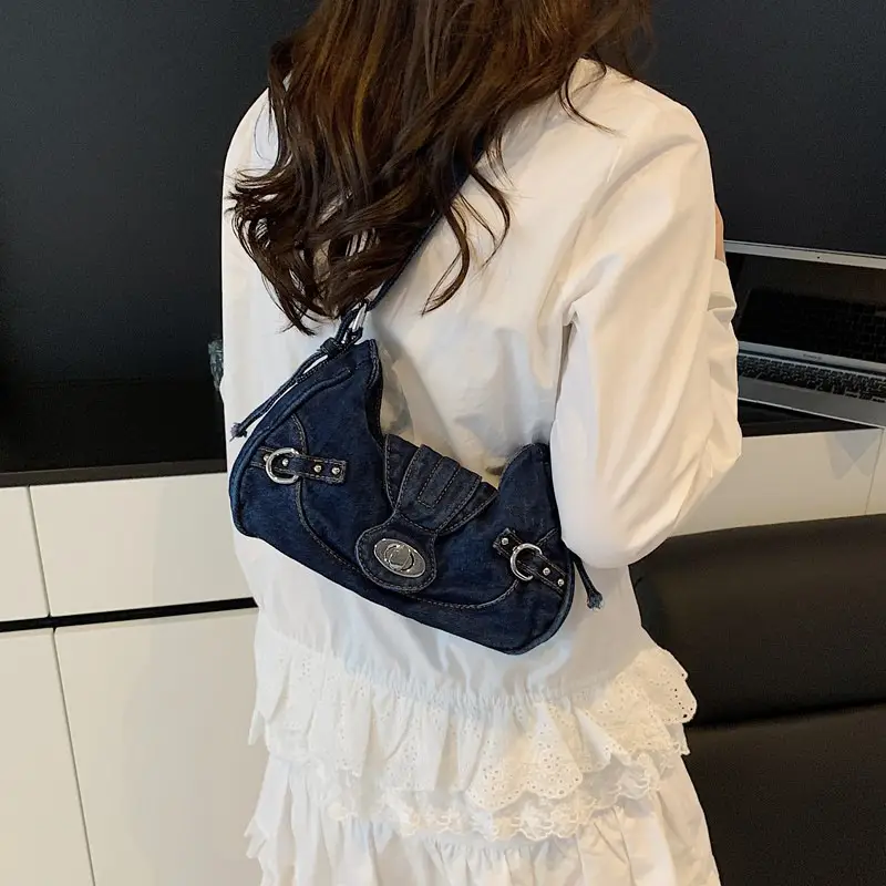 Vintage Denim Shoulder Bag for Women 2025