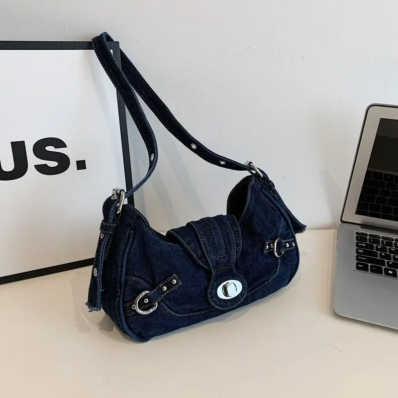 Vintage Denim Shoulder Bag for Women 2025