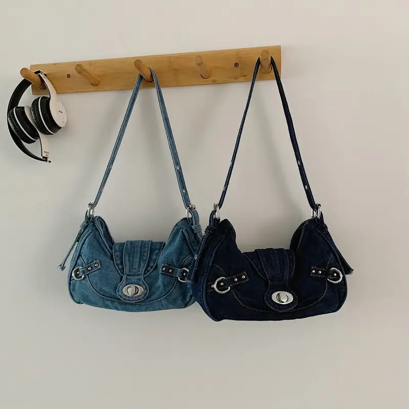 Vintage Denim Shoulder Bag for Women 2025
