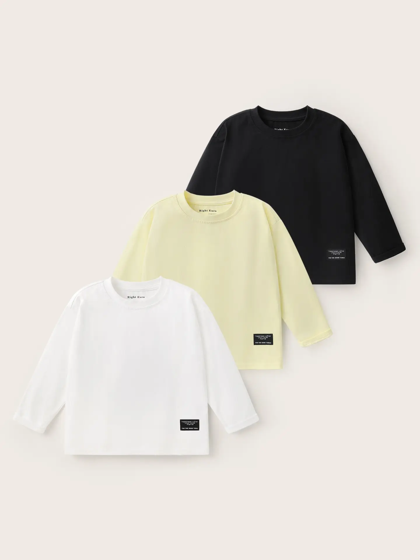 Right European Boys' Cotton Long Sleeve T-Shirt Yellow 2025