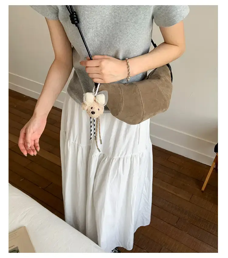 Suede Crossbody Bag Brown Large Capacity Women — feature 11