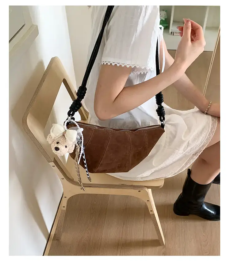 Suede Crossbody Bag Brown Large Capacity Women — feature 12