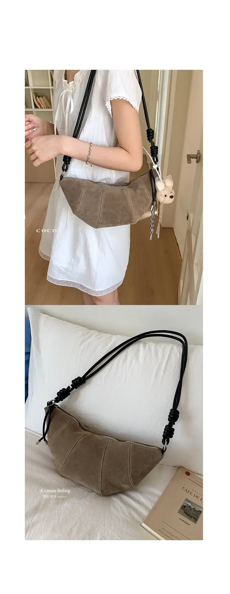Suede Crossbody Bag Brown Large Capacity Women — feature 21