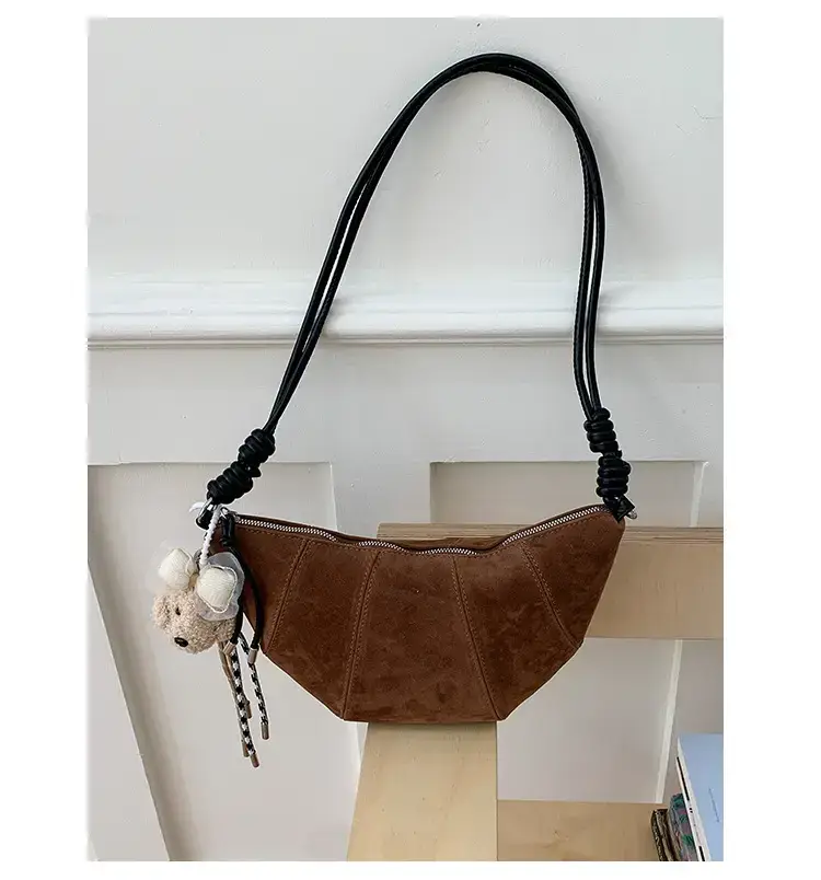 Suede Crossbody Bag Brown Large Capacity Women — feature 23