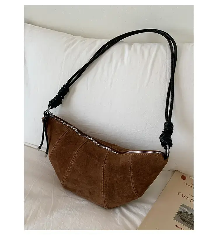 Suede Crossbody Bag Brown Large Capacity Women — feature 24