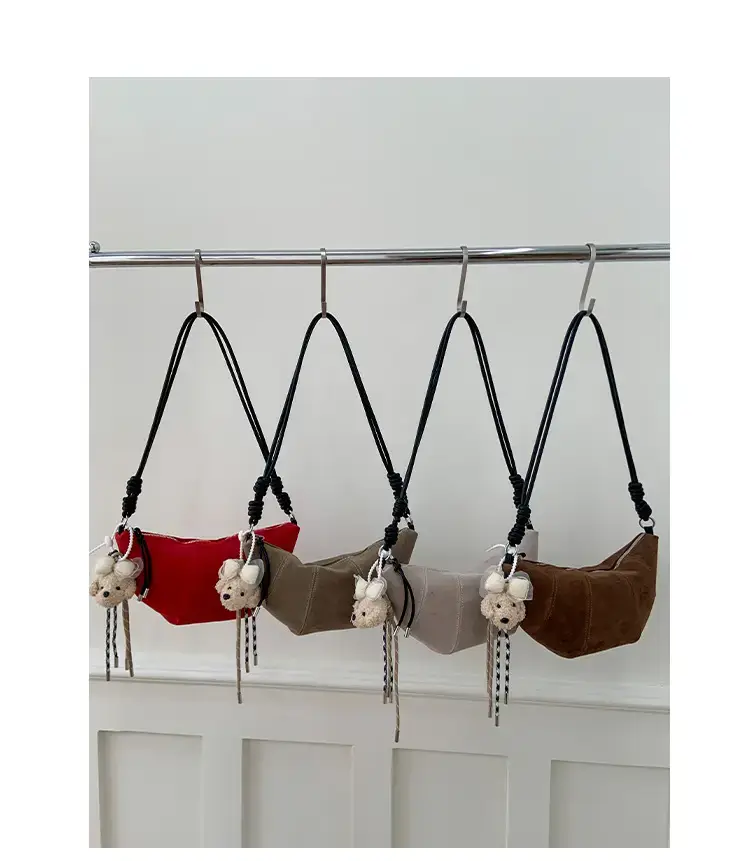Suede Crossbody Bag Brown Large Capacity Women — feature 3